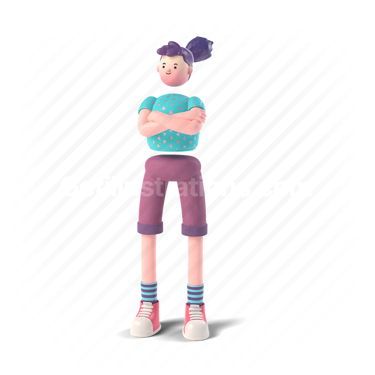 woman, pixie, glitter, 3d, people, character, stand, arms crossed